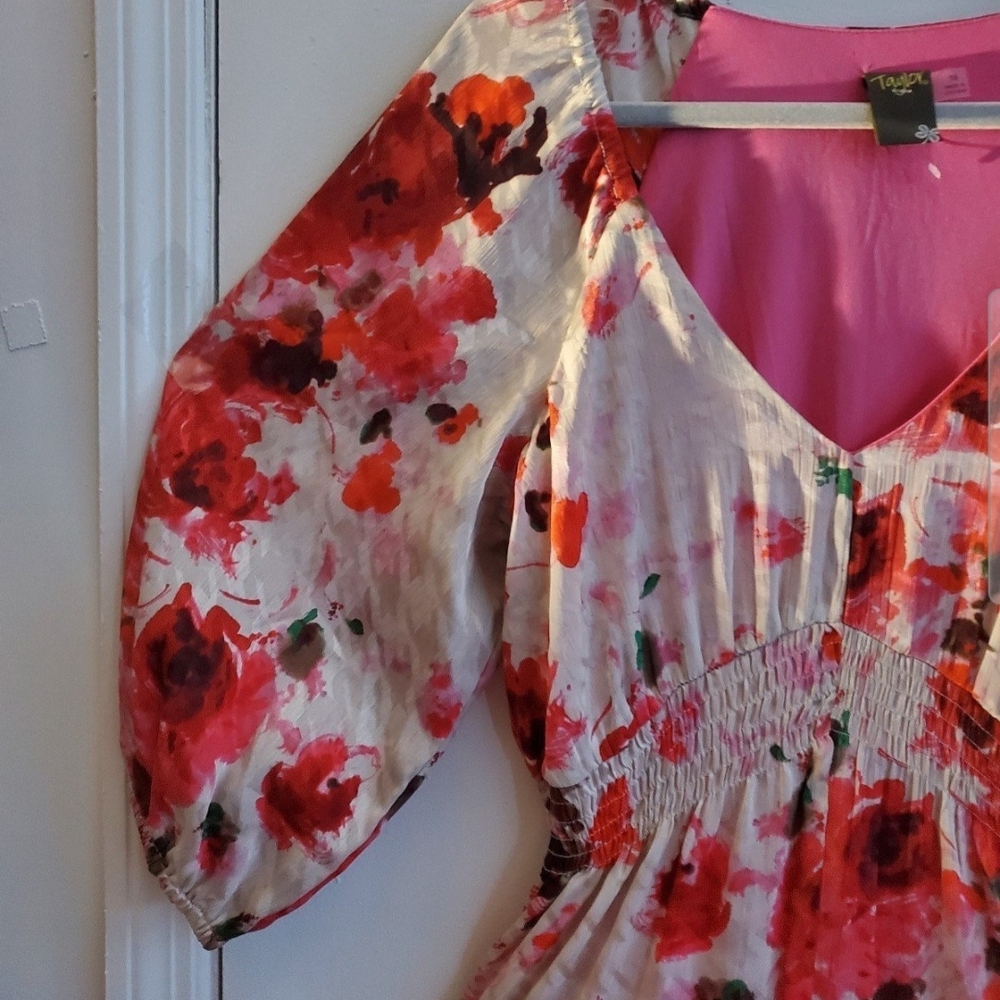 Taylor Floral Red and Pink Dress - Picture 6 of 7
